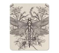 Hand Drawn Floral Dragonfly Small Mouse Pad Non-Slip Rubber Base Gaming Mouse Pad Texture Customized Personalized Mouse Mat 25 * 30cm for Computer Laptop Home Office