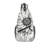 Hand Drawn Flower 1 Print Daily Crossbody Sling Bag, Shoulder Backpack Chest Bag Daypacks, For Outdoor Travel Casual