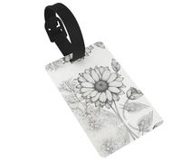 Hand Drawn Flower 1 Print Interesting Luggage Tags Travel Luggage Tags for Men and Women for Luggage Identification
