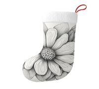 Hand Drawn Flower Christmas Stocking 17.7", Festive Hanging Sock for Fireplace Mantel, Holiday Decorations