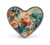 Hand Drawn Flower Pattern Lapel Pins Metal Heart Shape Lapel Pin Badge Minimalist Cute Heart Brooch Pin Fashion Funny Enamel Pins Brooch Badge for Jacket Backpacks Hats Bags