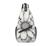Hand Drawn Flower Print Daily Crossbody Sling Bag, Shoulder Backpack Chest Bag Daypacks, For Outdoor Travel Casual