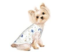 Hand Drawn Flower Print Dog Sleeveless Vest Stretchy Breathable Pet T Shirt Apparel for Dogs Cats