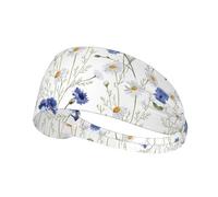 Hand Drawn Flower Print Elastic Exercise Headband â€“ Breathable Sports Head Wrap for Yoga, Running, Cycling, Gym Workouts