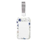 Hand Drawn Flower Print Id Badge Holder Sliding Card Holder Vertical Card Protector Cover Case Teacher Lanyard for Office Women Men