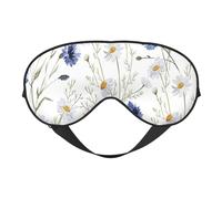 Hand Drawn Flower Print Silk Sleep Mask with Adjustable Buckle Stylish Eye Mask for Women Travel Nap Shift Work Office