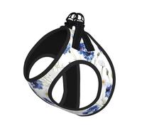 Hand Drawn Flower Print Step in Dog Harness and Leash Set,Mesh Pet Vest Harness for Small Dogs and Cats