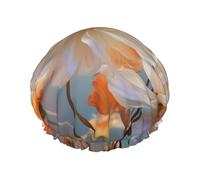 Hand Drawn Flower print Stylish Shower Cap Reusable Shower Cap Women Large Shower Cap for Braids Long Hair