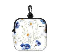 Hand Drawn Flower, Square Zipper Storage Bag, Neoprene Coin Purse, Small Wallets, Change Pouch, Change Purse