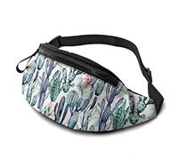 Hand Drawn Flower Watercolor Cacti Casual Fanny Waist Pack Bag Adjustable Lightweight Sport Belt Waist Bag for Sports Running Hiking Biking Walking