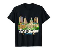 Hand Drawn Fort Wayne Indiana Travel Souvenir Landmark Gift Value Graphic T-Shirt
