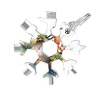 Hand Drawn Fox 19-in-1 Snowflake Multi Tool, Stainless Steel Metal Snowflake Multitool with Keychain, Compact & Portable Tools for Outdoor Camping Survival Daily Use Gift for Men