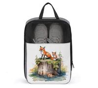 Hand Drawn Fox Travel Shoe Bag, Waterproof Storage Pouch with Zipper, Portable Shoe Organizer for Women And Men
