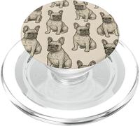 Hand Drawn French Bulldog Pattern Aesthetic Frenchie PopSockets PopGrip for MagSafe