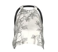 Hand-Drawn French Floral Baby Car Seat Cover Soft Baby Nursing Cover Infant Carseat Stroller Cover for Girls and Boys