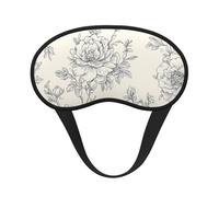 Hand-Drawn French Floral Blackout Sleep Mask - Soft Adjustable Eye Mask for Full Light Blocking, Deep Sleep, Travel & Relaxation