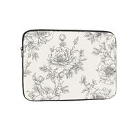 Hand-Drawn French Floral Pattern Laptop Sleeve 13 Inch Shockproof Protective Notebook Case Travel Laptop Bag for Men Women