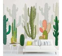Hand Drawn Fresh and Beautiful Plants Cactus 3D Wallpaper Easy Install Feature Office Living Room Sofa Bedroom TV Background Wall Decoration-400cm×280cm