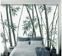 Hand Drawn Fresh and Elegant Green Bamboo Forest 3D Wallpaper Luxury Silk Study Dining Feature Sofa Grey Bedroom Living Room Tv Decorative Wall-200cm×140cm