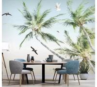 Hand Drawn Fresh Green Coconut Tree Flying Birds 3D Wallpaper Luxury Home Dining Decor Paste Sofa Living Room The Wall for Bedroom Mural-150cm×105cm