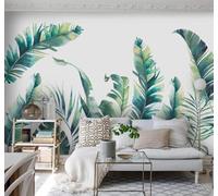 Hand Drawn Fresh Plants Green Banana Leaves 3D Wallpaper Easy Install Feature Office Living Room Sofa Bedroom TV Background Wall Decoration-150cm×105cm