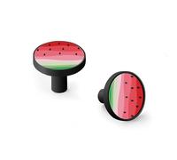 Hand Drawn Fresh Watermelon Cabinet Knobs and Wall Hooks, 6 Pack Modern Drawer Pulls with Black Base, Solid Zinc Alloy Handles for Kitchen, Bathroom, Dresser