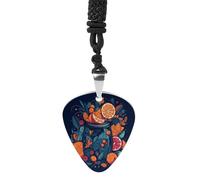 Hand Drawn Fruit Pattern Guitar Pick Necklace Exquisite Cool Pendant Necklaces Titanium Steel Personalized Necklaces Fashion Guitar Pick Holder Necklace Unisex Unique Gifts