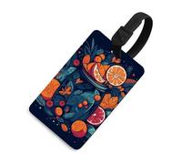 Hand Drawn Fruit Pattern Luggage Tag Classic Personalized Repeated Luggage Tag Cute Unique Travel Essentials Identifiers for Women Men Baggage Backpack Handbag Suitcase