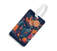 Hand Drawn Fruit Pattern Luggage Tag Classic Personalized Repeated Luggage Tag Cute Unique Travel Essentials Identifiers for Women Men Baggage Backpack Handbag Suitcase