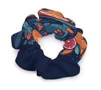 Hand Drawn Fruit Pattern Satin Scrunchies Fluffy Hair Ties Soft Jumbo Scrunchy Large Thick Elastic Hair Bands Cute Satin Hair Scrunchies Ideal Gift for Women Hair Accessories Decor