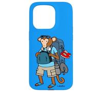 Hand Drawn Funny Backpacking Monkey Cartoon Gift by Lobeboy Case for iPhone 15 Pro