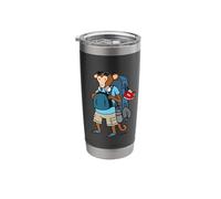 Hand Drawn Funny Backpacking Monkey Cartoon Gift by Lobeboy Stainless Steel Insulated Tumbler