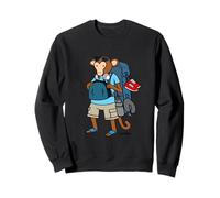 Hand Drawn Funny Backpacking Monkey Cartoon Gift by Lobeboy Sweatshirt