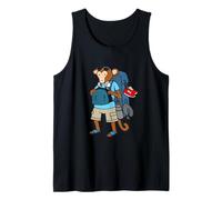 Hand Drawn Funny Backpacking Monkey Cartoon Gift by Lobeboy Tank Top