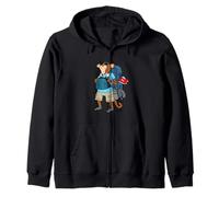 Hand Drawn Funny Backpacking Monkey Cartoon Gift by Lobeboy Zip Hoodie