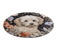 Hand Drawn Garden Dog Round Area Rug Non Slip Backing Doormat Water Absorbent Plush Throw Low-Pile Non-Slip Floor Mat Carpet for Living Room Bedroom Entryway Nursery Room 60 * 60cm