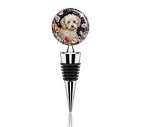 Hand Drawn Garden Dog Wine Stoppers Reusable Wine Bottle Stopper Decorative Champagne Stoppers Silicone Beverage Bottle Sealer Keep Fresh, Leakproof Wines Saver for Bar Party Decor