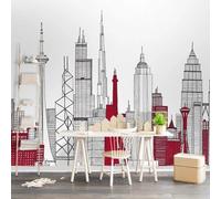 Hand Drawn Geometric Art City Architecture Line 3D Wallpaper Textured Silk Easy Install Living Room Sofa Bedroom Dining Room Home Decoration Wall-150cm×105cm