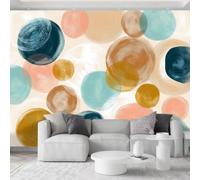 Hand Drawn Geometric Circle Pattern Mural Wallpaper for Boys and Girls, Color Wall Mural Non-Woven Poster Photo Wallpaper Kids Fashion Home Decoration, 3D Wall Art 200 x 140 cm