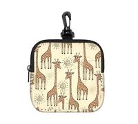 Hand Drawn Giraffe Print, Coin Purse Square Zipper Storage Bag, Change Pouch with Lobster Buckle Clasp Buckle, Change Purse