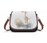 Hand Drawn Giraffe Shoulder Bag for Women, Handbag with Adjustable Strap & Inner Pocket, Crossbody Bag for Daily Commute Travel