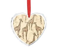 Hand Drawn Giraffes Clear Crystal Glass Heart Pendant Charm Romantic Crystal Love Pendant Hanging Decoration for DIY Craft Gift for Home Window Car Wedding Party Decor Love Shaped Hanging Ornament