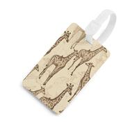 Hand Drawn Giraffes Luggage Tag Classic Personalized Repeated Luggage Tag Cute Unique Travel Essentials Identifiers for Women Men Baggage Backpack Handbag Suitcase