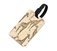 Hand Drawn Giraffes Luggage Tag Classic Personalized Repeated Luggage Tag Cute Unique Travel Essentials Identifiers for Women Men Baggage Backpack Handbag Suitcase, Black-style, One Size