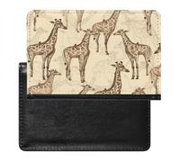 Hand Drawn Giraffes Passport Holder PU Leather Passport Wallet Cute Passport Cover Case Portable Credit Card Organizer Beautiful Travel Document Organizer for Women Men