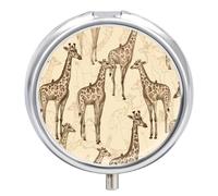 Hand Drawn Giraffes Pill Case Pill Box with 3 Compartments