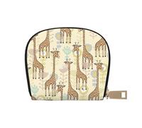 Hand Drawn Giraffes Print Coin Purse Wallet,Cute Leather Credit Card Holder Zipper Mini Pouch Change Purses