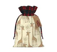 Hand Drawn Giraffes Print Gift Reusable Bags Festive Drawstring Pouches Birthday Wedding Family Gatherings