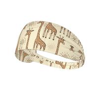 Hand Drawn Giraffes Print Non-Slip Elastic Running Headband, Sweat Absorbing Stretchy Hair Bands For Gym Yoga, Soft Skin-Friendly Foldable Workout Headband