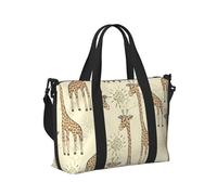 Hand Drawn Giraffes Print Travel Hand Bag Lightweight Foldable Carry Tote for Weekend Trip Vacation Airplane